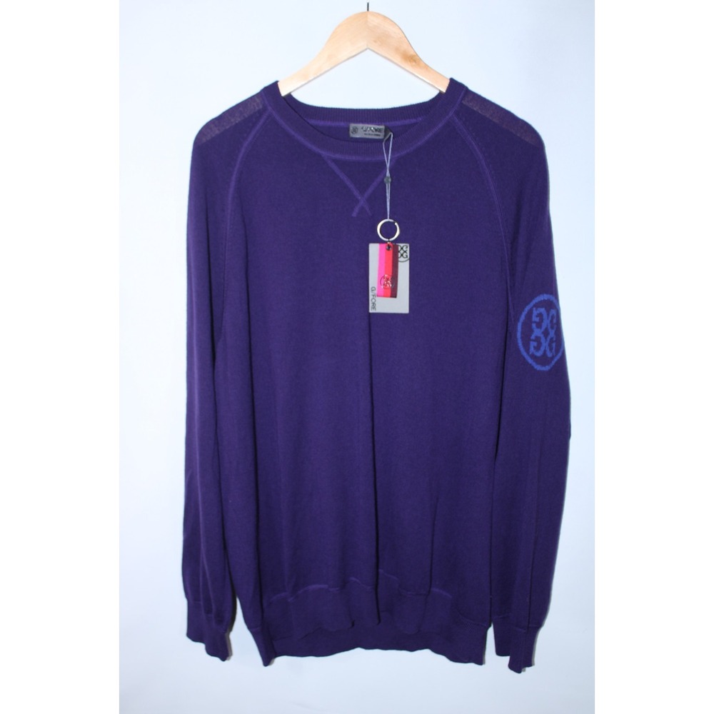 NWT G/Fore Men's XXL Purple Knit 100% Wool Logo Crew Neck Sweater